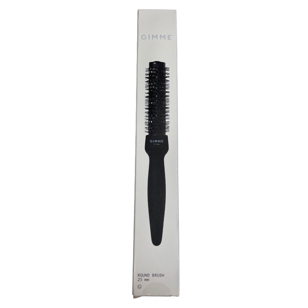 Gimme Beauty 25mm Round Brush Vented Ceramic Barrel Black Hair Styling Tool 7685